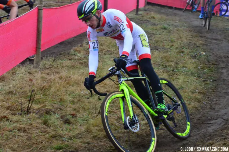 Gioele Bertolini from Italy would finish fourth at the 2016 Zeven UCI Cyclocross World Cup. © C. Jobb / Cyclocross Magazine