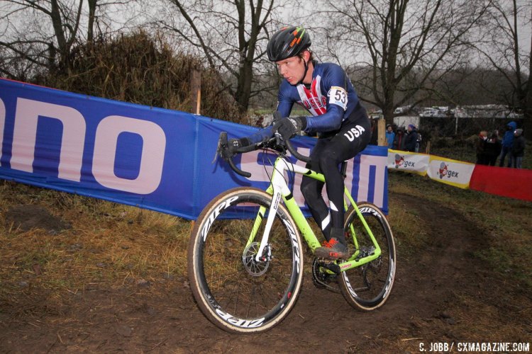 Spencer Petrov (USA) would finish 13 spots behind fellow countryman Eric Brunner at the Zeven World Cup U23 Men's race. © C. Jobb / Cyclocross Magazine