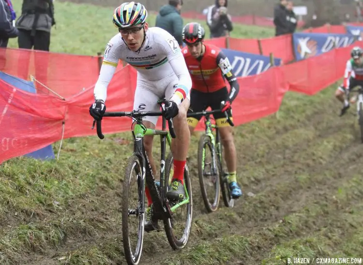 Curtis White had a strong start and finished 17th at the 2016 Namur Cyclocross World Cup in the U23 Men, but is aiming for top ten this weekend at the 2017 Worlds. © B. Hazen / Cyclocross Magazine