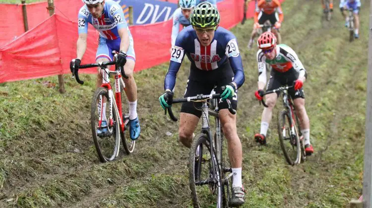 First-year U23 Gage Hecht finished 29th. 2016 Namur Cyclocross World Cup, U23 Men. © B. Hazen / Cyclocross Magazine