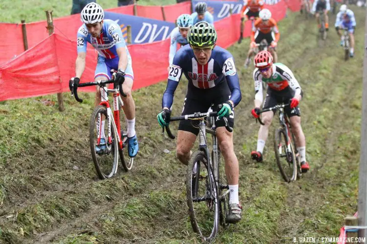 First-year U23 Gage Hecht finished 29th. 2016 Namur Cyclocross World Cup, U23 Men. © B. Hazen / Cyclocross Magazine