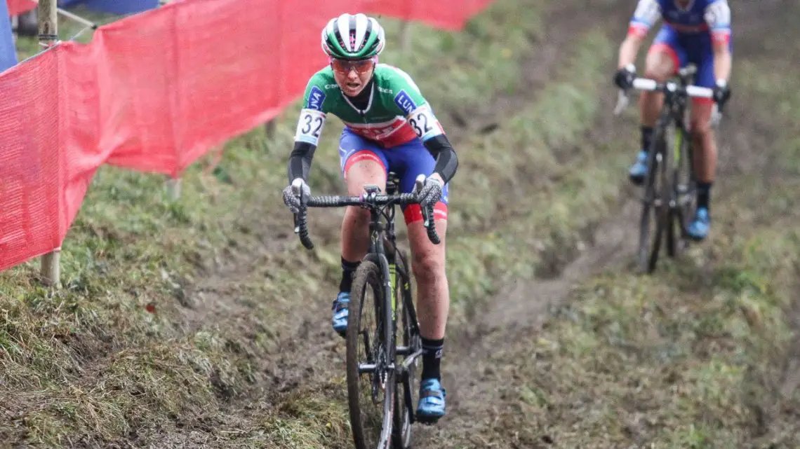 Lechner powered away early, and roared back late. 2016 Namur UCI Cyclocross World Cup - Elite Women. © B. Hazen / Cyclocross Magazine