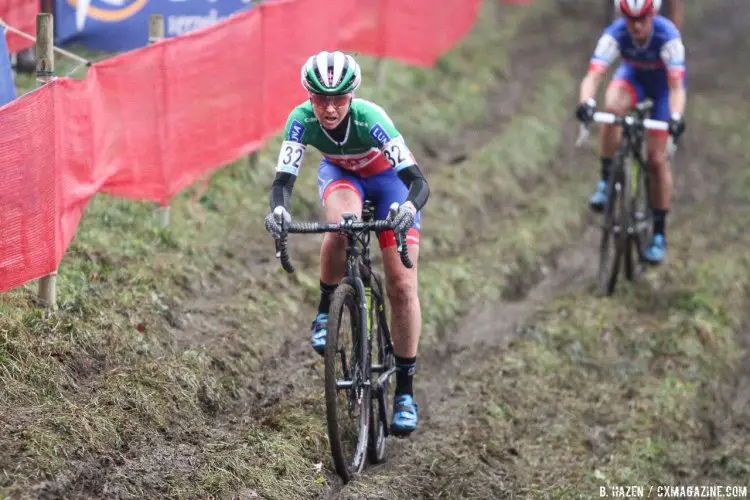 Lechner powered away early, and roared back late. 2016 Namur UCI Cyclocross World Cup - Elite Women. © B. Hazen / Cyclocross Magazine