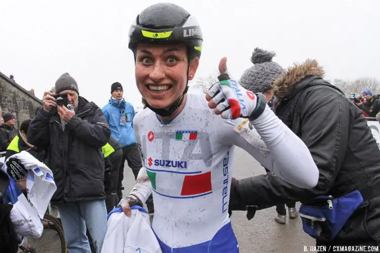 Alice Maria Arzuffi after her ride in fourth. 2016 Namur UCI Cyclocross World Cup - Elite Women. © B. Hazen / Cyclocross Magazine