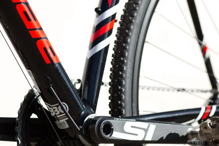 Our tester had some minor issues with the cable guides getting packed up with mud and organic material, but cable replacement is easy. 2017 Cannondale CAADX Apex cyclocross bike. © Cyclocross Magazine