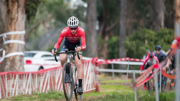 Ben Gomez-Villafane got the holeshot and never looked back in the Elite Men's race - 2016 CycloCross at Coyote Point. © Jeff Vander Stucken / Cyclocross Magazine