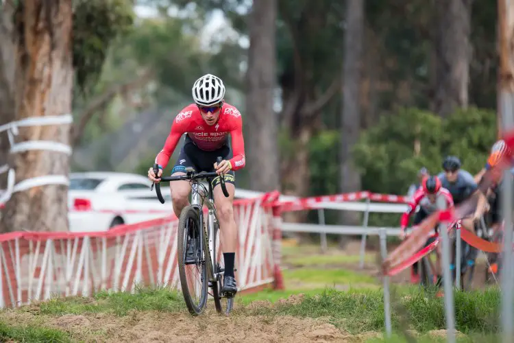 Ben Gomez-Villafane got the holeshot and never looked back in the Elite Men's race - 2016 CycloCross at Coyote Point. © Jeff Vander Stucken / Cyclocross Magazine