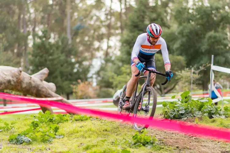 Former road pro Andy Jacques-Maynes flatted on the 1st lap and had a tough chase back to finish 10th - 2016 Cyclocross at Coyote Point. © Jeff Vander Stucken / Cyclocross Magazine