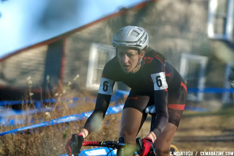 Cassie Maximenko (Van Dessel/Atom Composites/ISM) on her way to a podium performance. © Chris McIntosh / Cyclocross Magazine