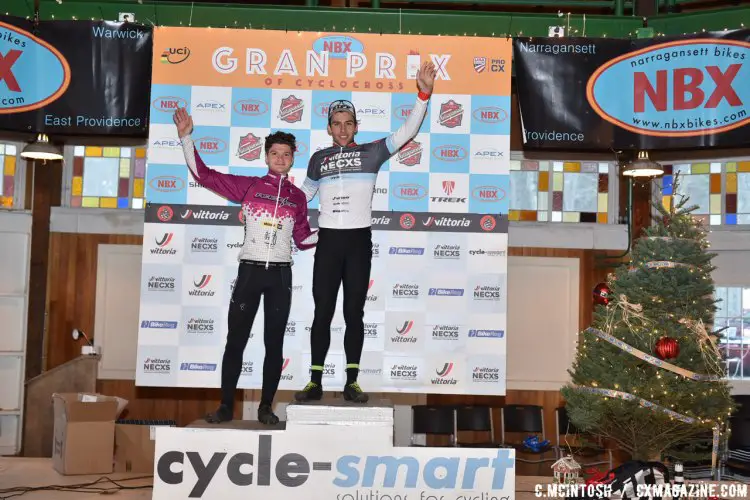 Men's U23 Vittoria Series podium, Curtis White (Cannondale p/b Cyclocrossworld.com) and Peter Goguen (RaceCF). © Chris McIntosh / Cyclocross Magazine