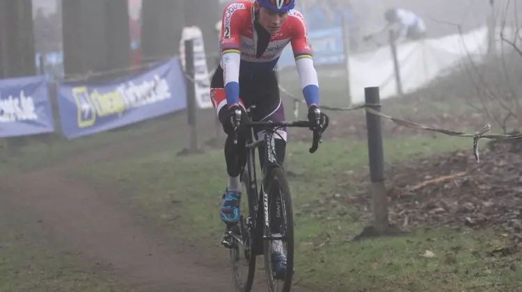 Mathieu van der Poel pulling away. 2016 Azencross Elite Men's race. © Bart Hazen / Cyclocross Magazine