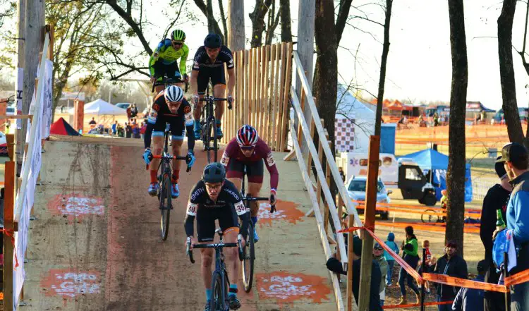 Elite Men on the flyover - Day 2 of the 2016 Ruts 'N Guts. © Christina Luera / Cyclocross Magazine