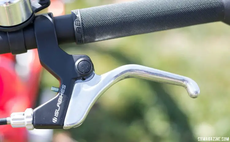 Reach-adjustable brake levers make for easy braking for the little hands. Islabikes Beinn 20" Small kid's bike. © Cyclocross Magazine