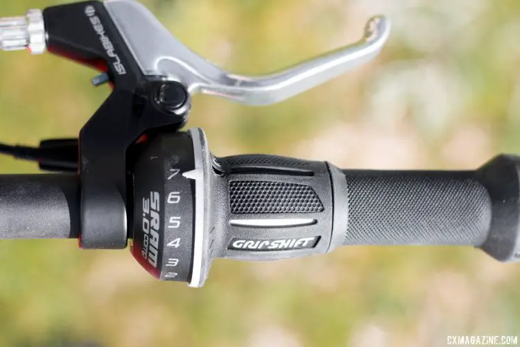 SRAM Grip Shift is intuitive for kids, but does increase the grip size for the little hands. Islabikes Beinn 20" Small kid's bike. © Cyclocross Magazine