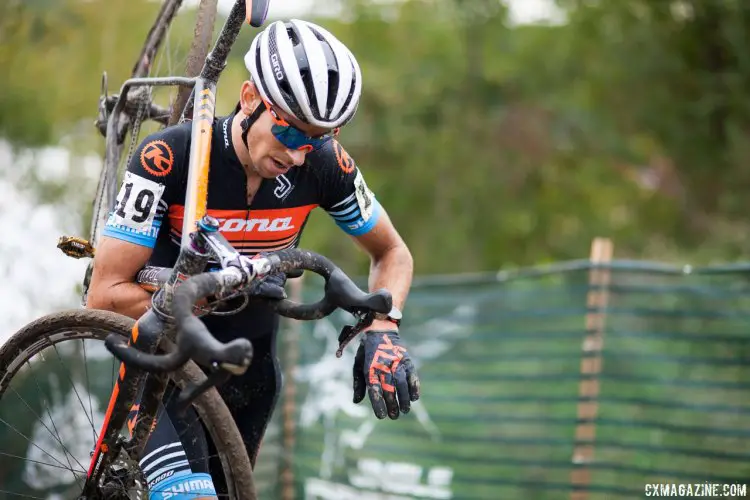 Kerry Werner (Kona) is on pace for his best-ever cyclocross season of his young professional career. photo: Jingle Cross Day 3, Werner's top 10 finish. © A. Yee / Cyclocross Magazine