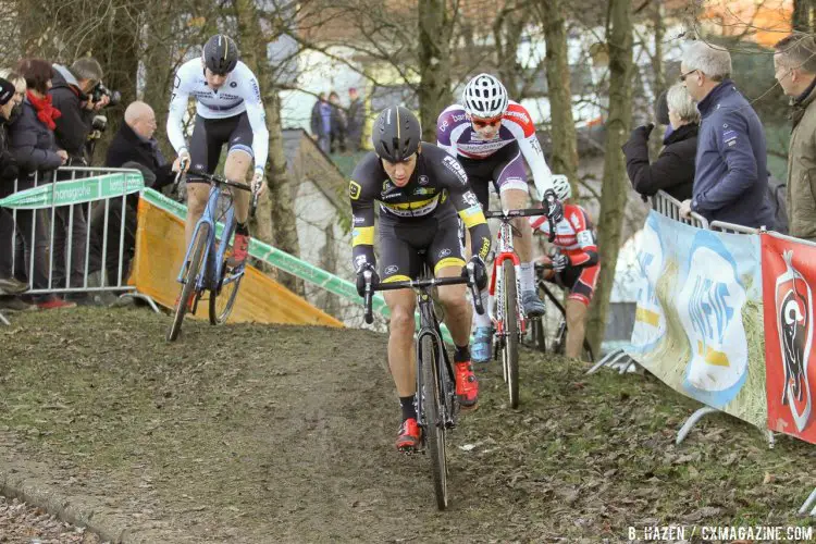 Tom Meeusen leading early during the 2016 Hansgrohe Superprestige Spa-Francorchamps. Elite Men's race. © B. Hazen / Cyclocross Magazine