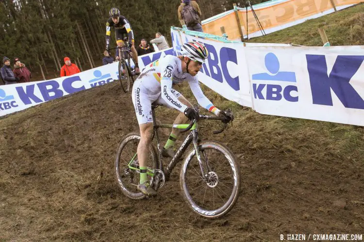 Stephen Hyde on his way to 10th at the 2016 Hansgrohe Superprestige Spa-Francorchamps. Elite Men's race. © B. Hazen / Cyclocross Magazine