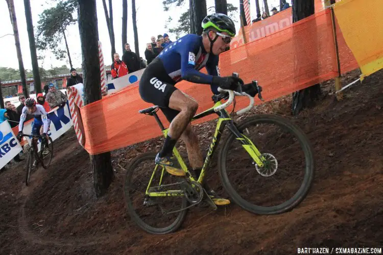 American Eric Brunner climbs on his Giant TCX. 2016 Zolder Cyclocross World Cup - U23 Men. © Bart Hazen / Cyclocross Magazine