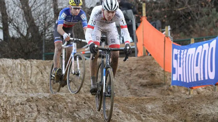 Joris Nieuwenhuis (NED) would finish in first and Clement Russo (FRA) would end up second at race's end. 2016 Zolder Cyclocross World Cup - U23 Men. © Bart Hazen / Cyclocross Magazine