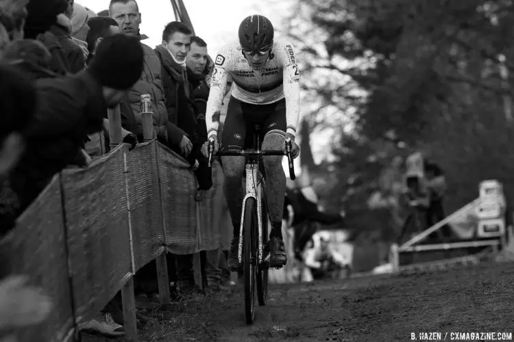 Thijs Aerts had a fast start but faded, losing a podium position. 2016 Heusden-Zolder Cyclocross World Cup. Elite Men. © B. Hazen / Cyclocross Magazine