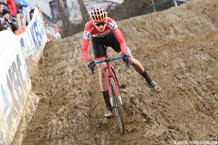 Nikki Brammeier finished with a top ten in ninth. 2016 Heusden-Zolder Cyclocross World Cup, Elite Women. © B. Hazen / Cyclocross Magazine