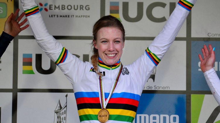 Annemarie Worst wins U23 Women, 2017 UCI Cyclocross World Championships, Bieles, Luxembourg. © C. Jobb / Cyclocross Magazine