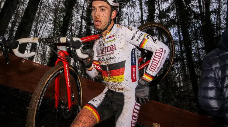 German National Champ Marcel Meisen finished strong in second. 2017 Fiuggi UCI Cyclocross World Cup. Elite Men. Italy. © C. Jobb / Cyclocross Magazine