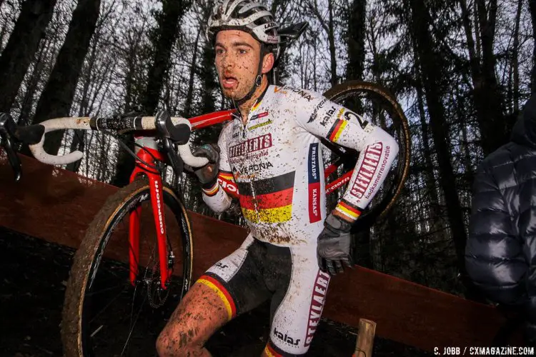 German National Champ Marcel Meisen finished strong in second. 2017 Fiuggi UCI Cyclocross World Cup. Elite Men. Italy. © C. Jobb / Cyclocross Magazine