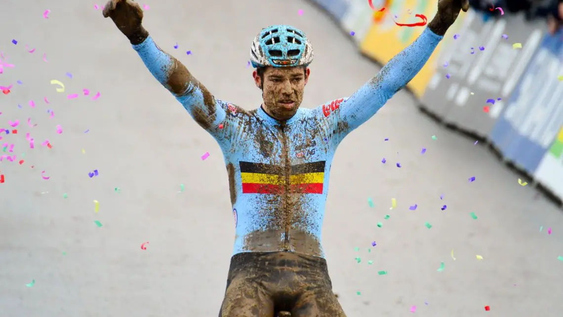 Wout van Aert defends his rainbow jersey. Elite Men. 2017 UCI Cyclocross World Championships, Bieles, Luxembourg. © C. Jobb / Cyclocross Magazine