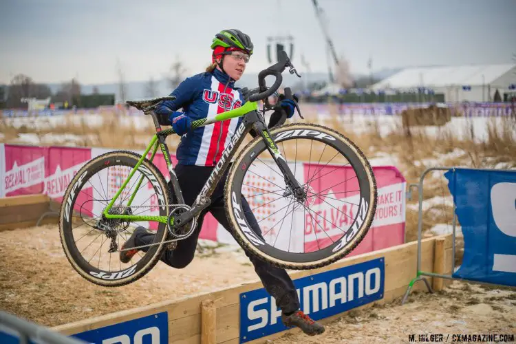 Emma White has medaled on the road at Worlds. Can she do the same at the 2017 UCI Cyclocross World Championships? Bieles, Luxembourg. 1/27/2017 Training. © M. Hilger / Cyclocross Magazine