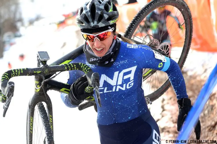 Rookie rider of the 2016-17 season, Mindy McCutcheon (DNA-CottonSox) left Hartford with a SSCX National Championship title and a top 10 finish in Women’s Elite race. 2017 Cyclcross National Championship, Elite Women. © C. Fegan-Kim / Cyclocross Magazine