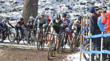 The race through the first turn. 2017 Cyclocross National Championships, Masters Men 55-59. © D. Mable / Cyclocross Magazine