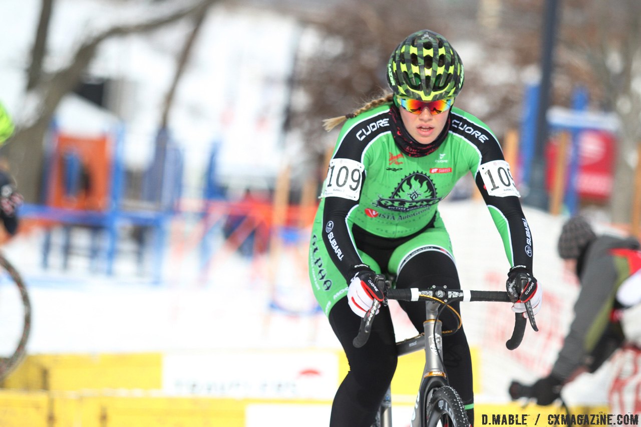 Ashley Zoerner challenged the U23 top 10, and took the Junior Women 17-18 title. 2017 Cyclocross National Championships, Women U23/Junior Women 17-18. © D. Mable / Cyclocross Magazine