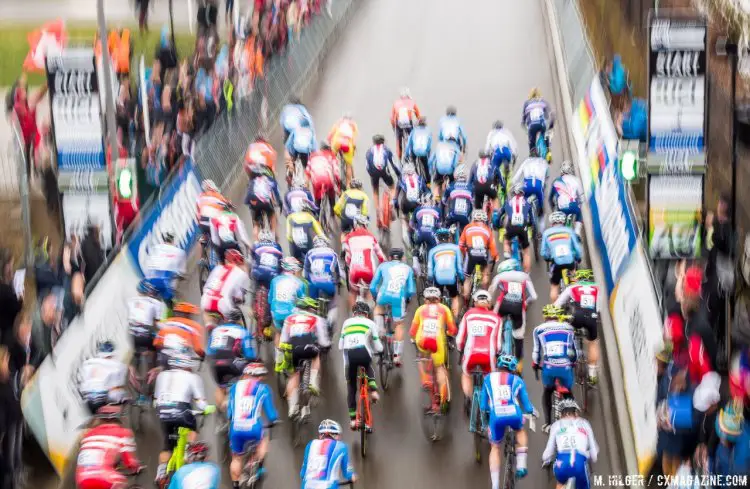 U23 Men's start. 2017 UCI Cyclocross World Championships, Bieles, Luxembourg. © M. Hilger / Cyclocross Magazine