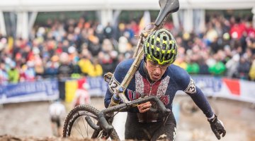 Gage Hecht climbed the steeps of Bieles to 31st. U23 Men. 2017 UCI Cyclocross World Championships, Bieles, Luxembourg. © M. Hilger / Cyclocross Magazine