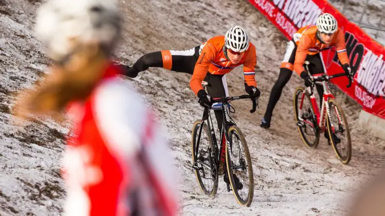 David and Mathieu: Two of the three Van der Poels who hope to leave a mark at the 2017 UCI Cyclocross World Championships in Bieles, Luxembourg, on a course father Adrie helped design. 1/27/2017 Training. © M. Hilger / Cyclocross Magazine