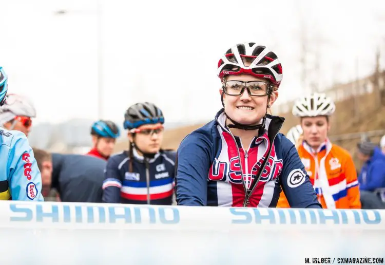After a great season, Ellen Noble had plenty to smile about at the start line. U23 Women, 2017 UCI Cyclocross World Championships, Bieles, Luxembourg. © M. Hilger / Cyclocross Magazine