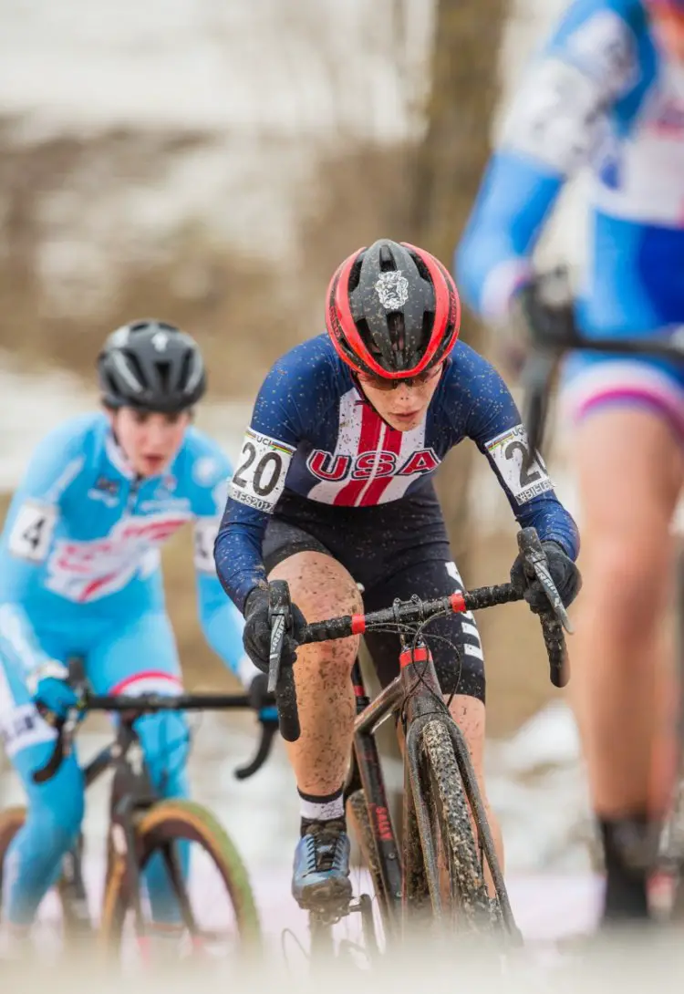 Hannah Arensman had a good ride to finish 21st. U23 Women, 2017 UCI Cyclocross World Championships, Bieles, Luxembourg. © M. Hilger / Cyclocross Magazine