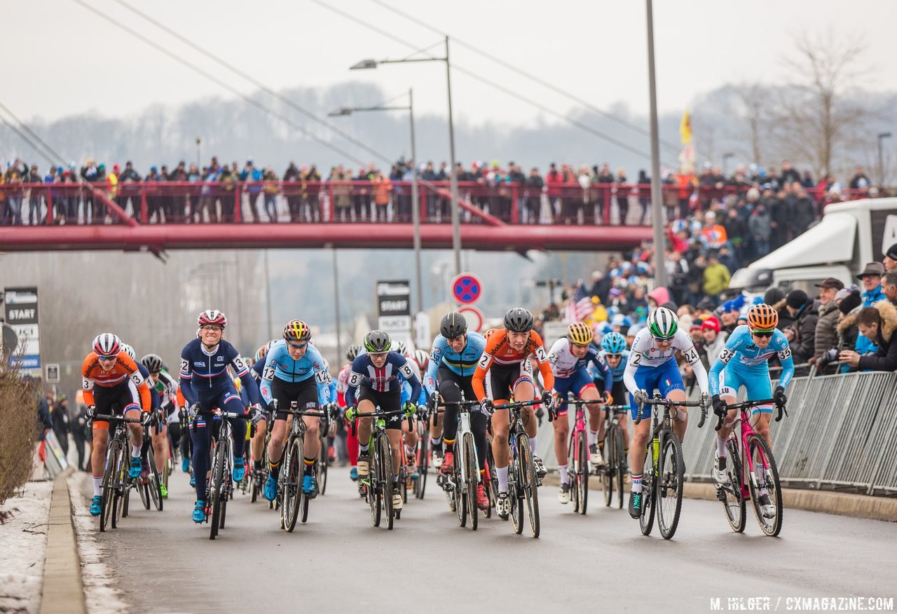 The wide open racing in the Elite Women's field has been years in the making. 2017 UCI Cyclocross World Championships, Bieles, Luxembourg. © M. Hilger / Cyclocross Magazine