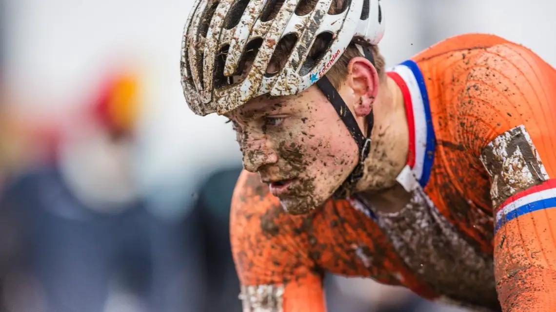 Mathieu van der Poel suffered four flat tires and a deflated dream. Elite Men. 2017 UCI Cyclocross World Championships, Bieles, Luxembourg. © M. Hilger / Cyclocross Magazine