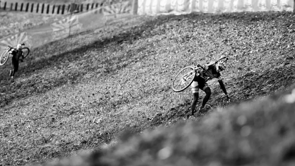 Kimberly Chance holds on tight to keep her lead to win the 2017 Cyclocross National Championships, Masters Women 55-59. © A. Yee / Cyclocross Magazine