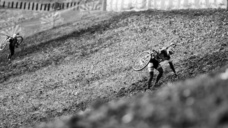 Kimberly Chance holds on tight to keep her lead to win the 2017 Cyclocross National Championships, Masters Women 55-59. © A. Yee / Cyclocross Magazine