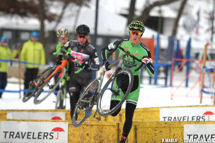 Gage Hecht, Maxx Chance and Curtis White battled for much of the race. 2017 Cyclocross National Championships - U23 Men. © D. Mable / Cyclocross Magazine