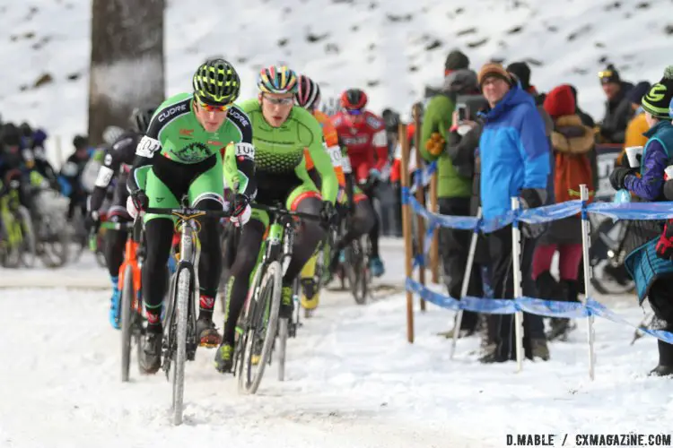 Gage Hecht led at the start, but had to defend his position the entire Men's U23 race. 2017 Cyclocross National Championships - U23 Men. © D. Mable / Cyclocross Magazine