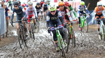 The battle for the holeshot. 2017 Cyclocross National Championships, Collegiate Club Women. © D. Mable / Cyclocross Magazine