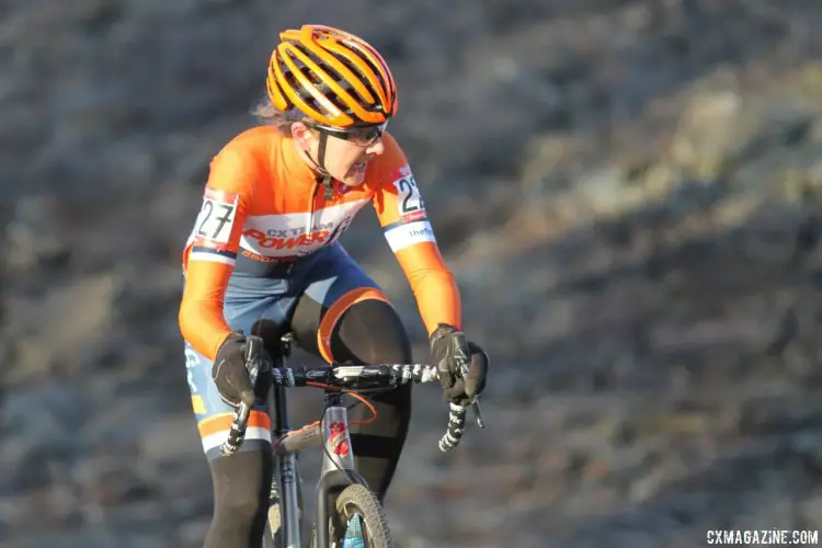 Stacy Kalemkiarian (Power Fix CX) had a good race and would finish the race in fourth place. 2017 Cyclocross National Championships, Masters Women 30-34. © D. Mable / Cyclocross Magazine