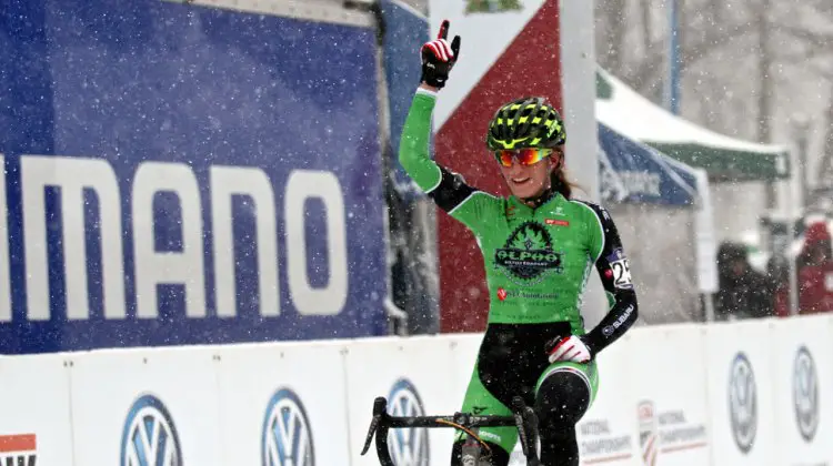 Katie Clouse finishes number one. 2017 Cyclocross National Championships, Junior Women 15-16. © D. Mable / Cyclocross Magazine