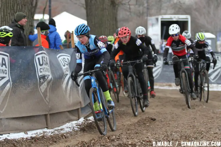 Ryan Campbell got the holeshot and never looked back. 2017 Cyclocross National Championships, Juniors Men 13-14. © D. Mable / Cyclocross Magazine