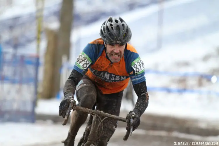 Michael Wilson on his way to second from a last row start. 2017 Cyclocross National Championships, Masters Men 55-59. © D. Mable / Cyclocross Magazine