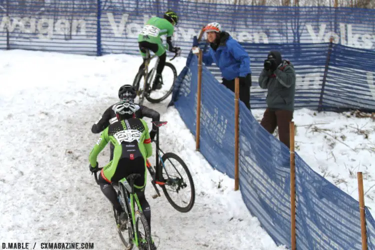 With two laps to go, the battle for first was still tight. 2017 Cyclocross National Championships - U23 Men. © D. Mable / Cyclocross Magazine